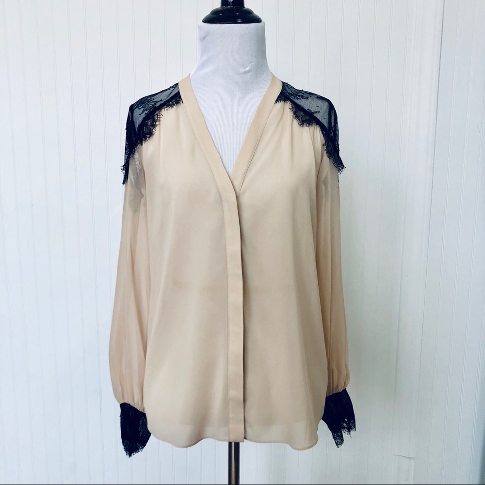 Alice & Olivia nude/lace blouse